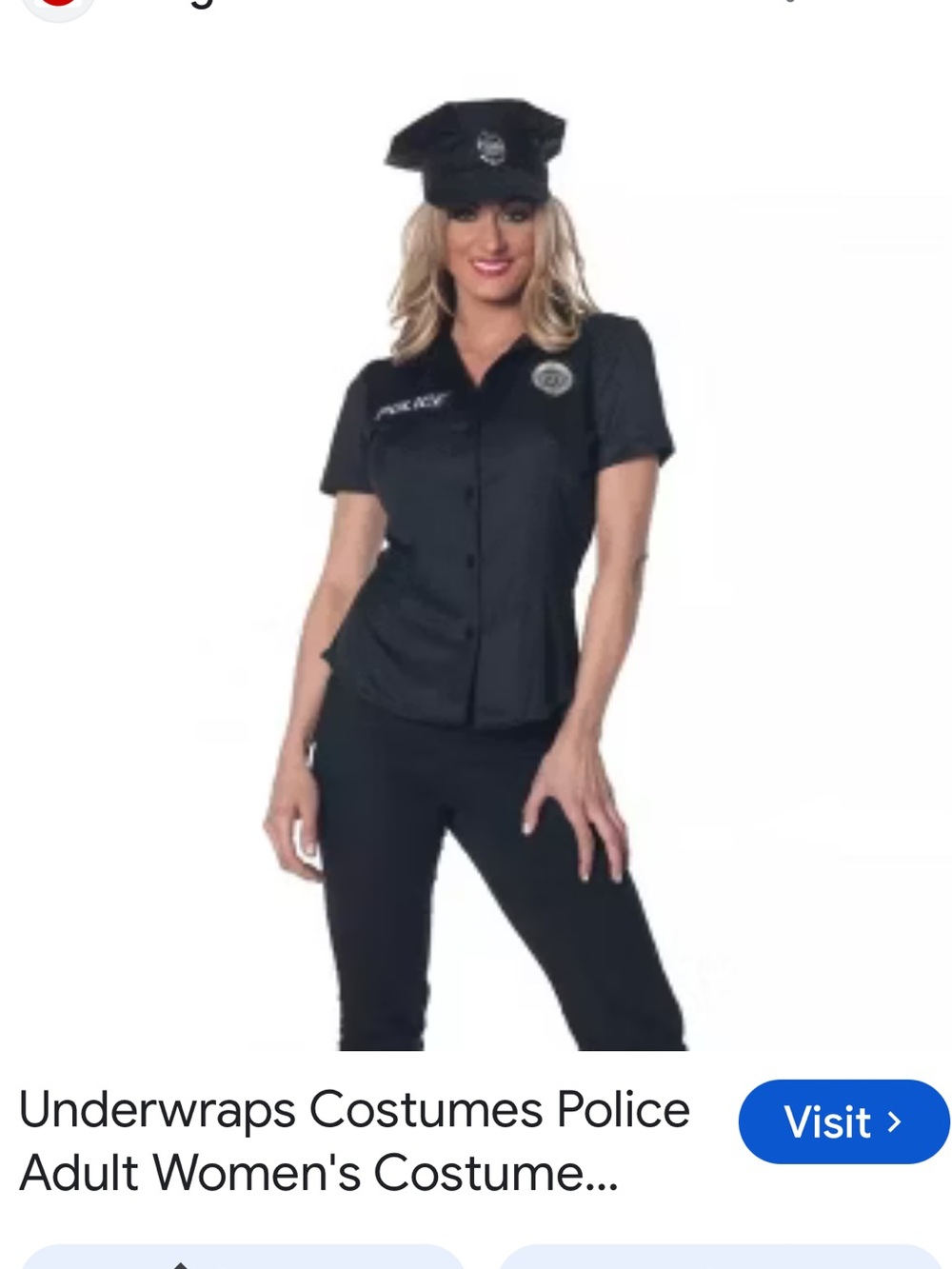 #3028**Police Women's Black Costume -Shirt- Not Including Pants